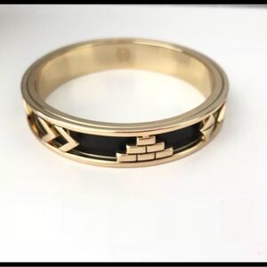 House Of Harlow 1960 Aztec Black leather inlay Bangle